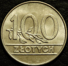 100 злотых 1990 Польша. Монета продается в единственном экземпляре, изображенном на фото.