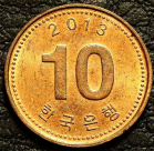 10 вон 2013 Южная Корея. Монета продается в единственном экземпляре, изображенном на фото.