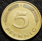 5 пфеннигов 1987 G Германия ФРГ. Монета продается в единственном экземпляре, изображенном на фото.