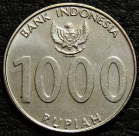 1000 рупий 2010 Индонезия. VF-XF. На фото образец. На монете изображен индонезийский музыкальный инструмент Ангклунг.