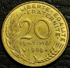20 сантимов 1989 Франция. Монета продается в единственном экземпляре, изображенном на фото.