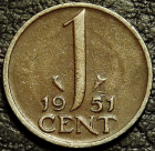 1 цент 1951 Нидерланды. Монета продается в единственном экземпляре, изображенном на фото.