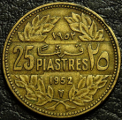 25 пиастров 1952 Ливан. Монета продается в единственном экземпляре, изображенном на фото.
