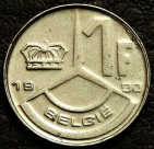 1 франк 1990 Бельгия BELGIË. VF-XF (состояние монет от хорошего до отличного). На фото образец.
