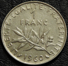 1 франк 1960 Франция. Монета продается в единственном экземпляре, изображенном на фото.