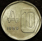 10 аустралей 1989 Аргентина. Монета продается в единственном экземпляре, изображенном на фото.