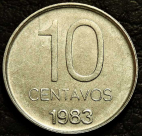 10 сентаво 1983 Аргентина. Монета продается в единственном экземпляре, изображенном на фото.