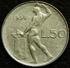 50 лир 1956 Италия. Монета продается в единственном экземпляре, изображенном на фото.