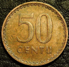 50 центов 1991 Литва. VF (состояние монет хорошее). На фото образец.