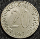 20 динаров 1987 Югославия. Монета продается в единственном экземпляре, изображенном на фото.
