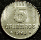 5 крузейро 1980 Бразилия. Монета продается в единственном экземпляре, изображенном на фото.