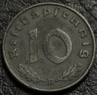 10 рейхспфеннигов 1940 B Германия. Монета продается в единственном экземпляре, изображенном на фото.
