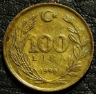 100 лир 1990 Турция. Монета продается в единственном экземпляре, изображенном на фото.