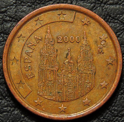 5 евроцентов 2000 Испания. VF-XF. На фото образец.