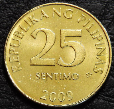 25 сентимо 2009 Филиппины. Монета продается в единственном экземпляре, изображенном на фото.