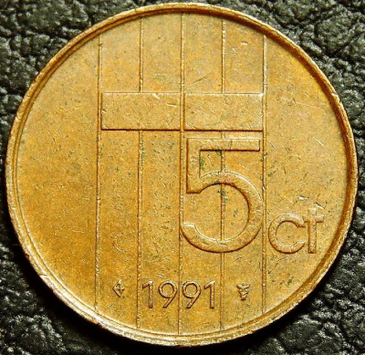 5 центов 1991 Нидерланды. Монета продается в единственном экземпляре, изображенном на фото.