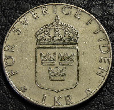 1 крона 1988 Швеция. Монета продается в единственном экземпляре, изображенном на фото.