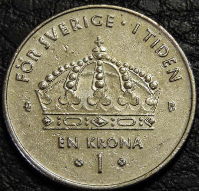 1 крона 2001 Швеция. Монета продается в единственном экземпляре, изображенном на фото.
