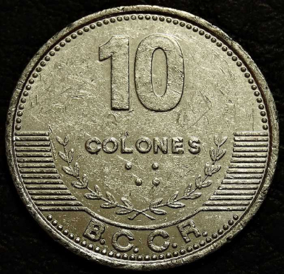 10 колонов 2012 Коста-Рика. Монета продается в единственном экземпляре, изображенном на фото.
