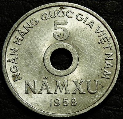 5 су 1958 Северный Вьетнам №2. Монета продается в единственном экземпляре, изображенном на фото.