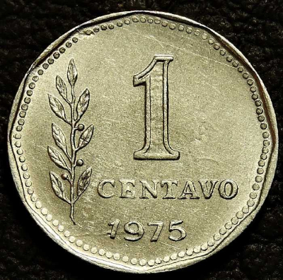 1 сентаво 1975 Аргентина. Монета продается в единственном экземпляре, изображенном на фото.
