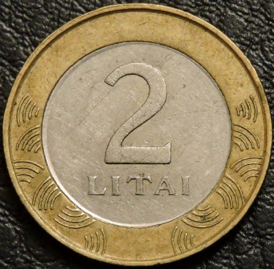 2 лита 2002 Литва. F-XF. На фото образец.